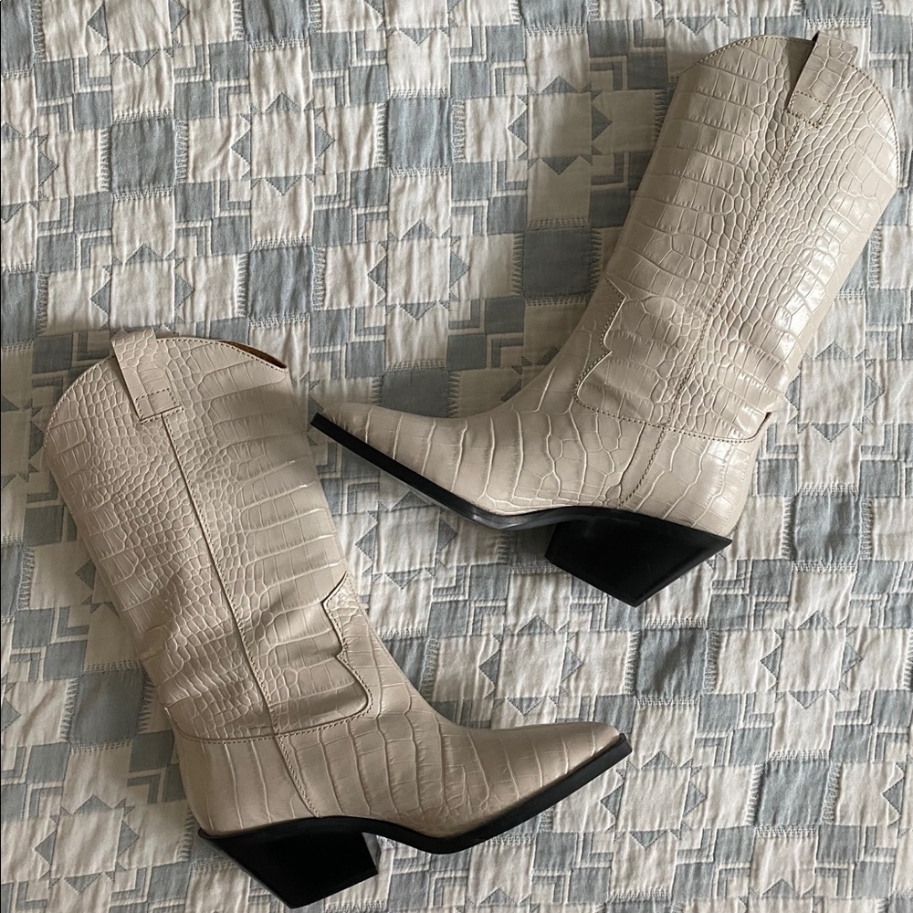 Other Stories Cream Cowboy Boots